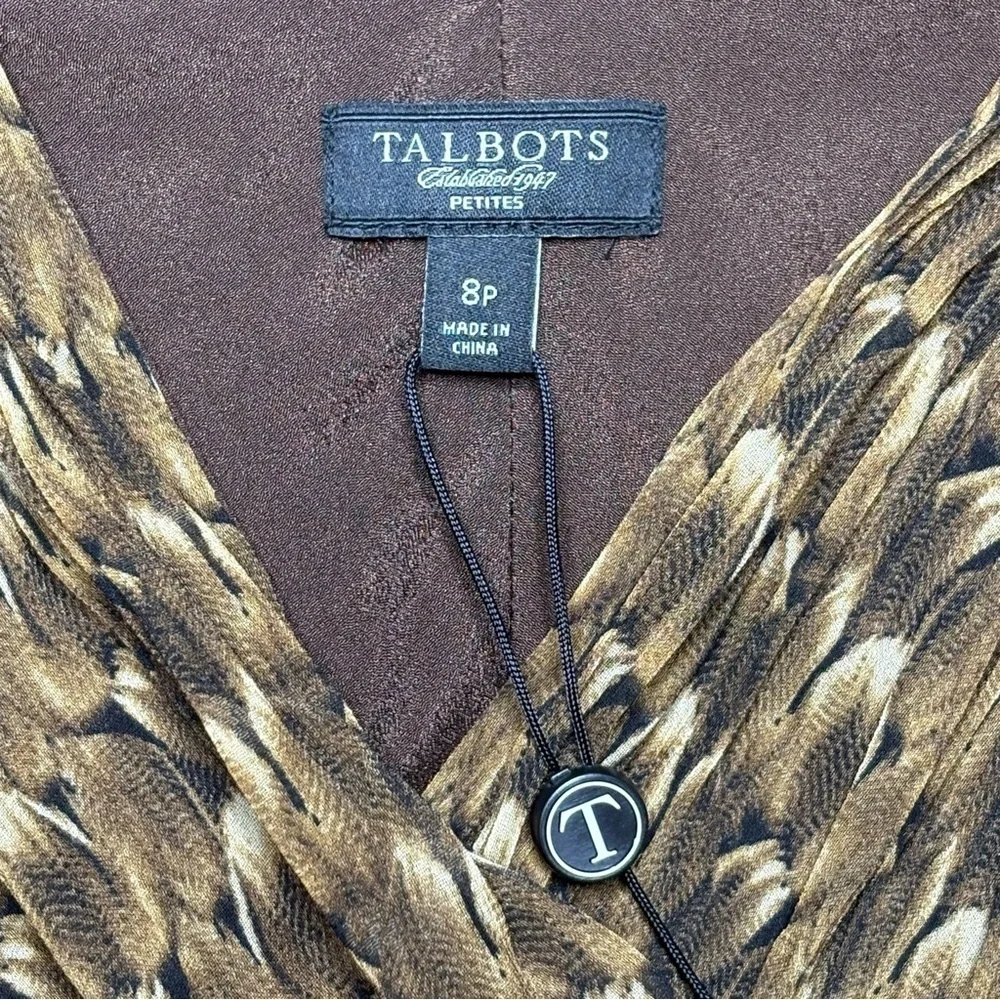 NWT Talbots Sleeveless V-Neck Dress Knee Length Size 8P Brown